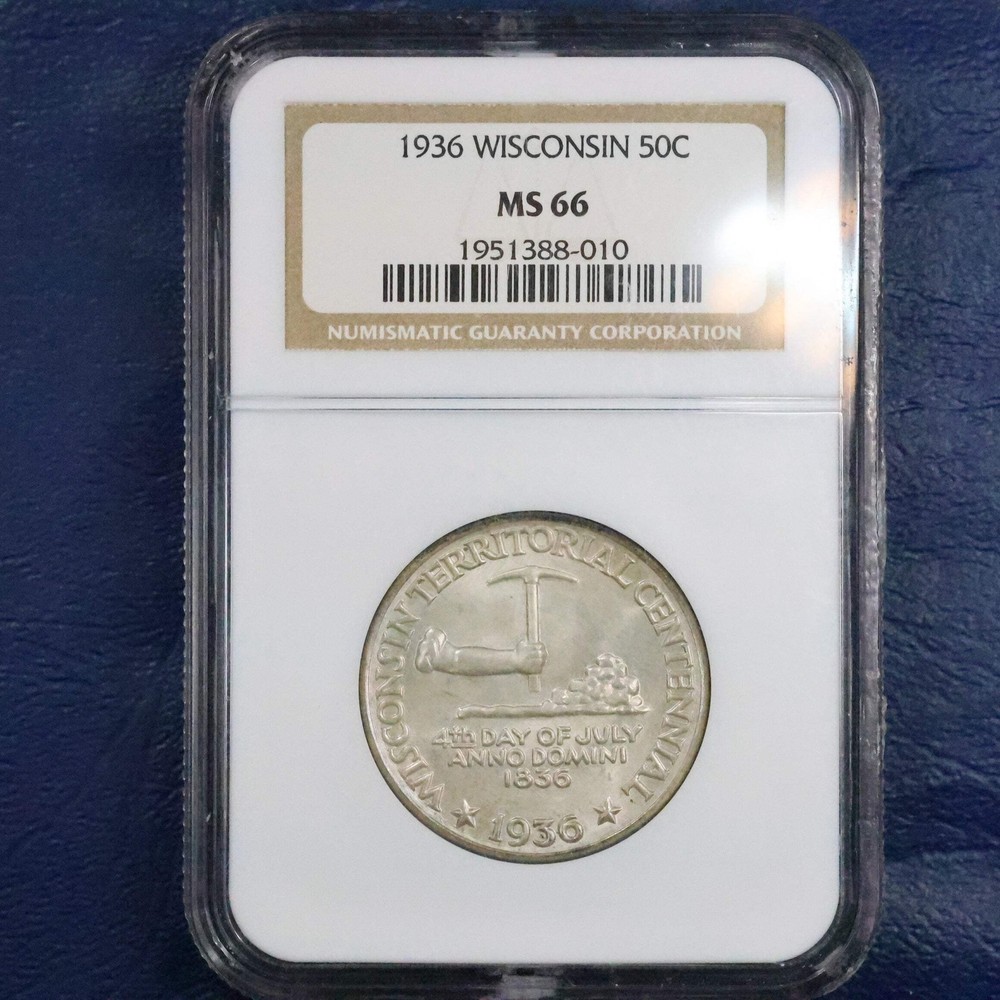 1936 Wisconsin Centennial Half Dollar 50c Commemorative - NGC MS 66
