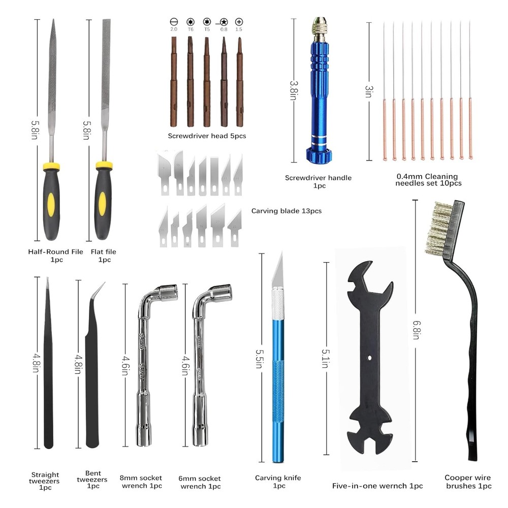 81-Piece 3D Printer Tools Kit with Caliper, Wrenches, Scraper, & More