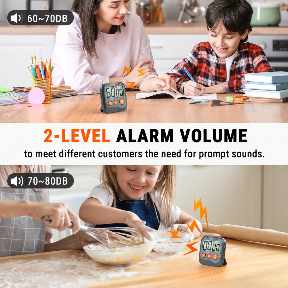ThermoPro TM03W 2-Pack Digital Timer for Cooking, Countdown Timer Stopwatch
