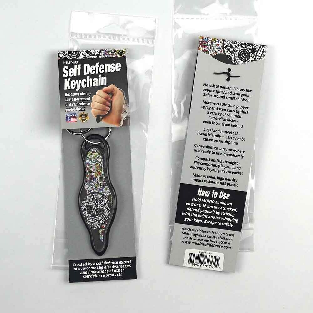Munio Self Defense Key Chain, Sugar Skull