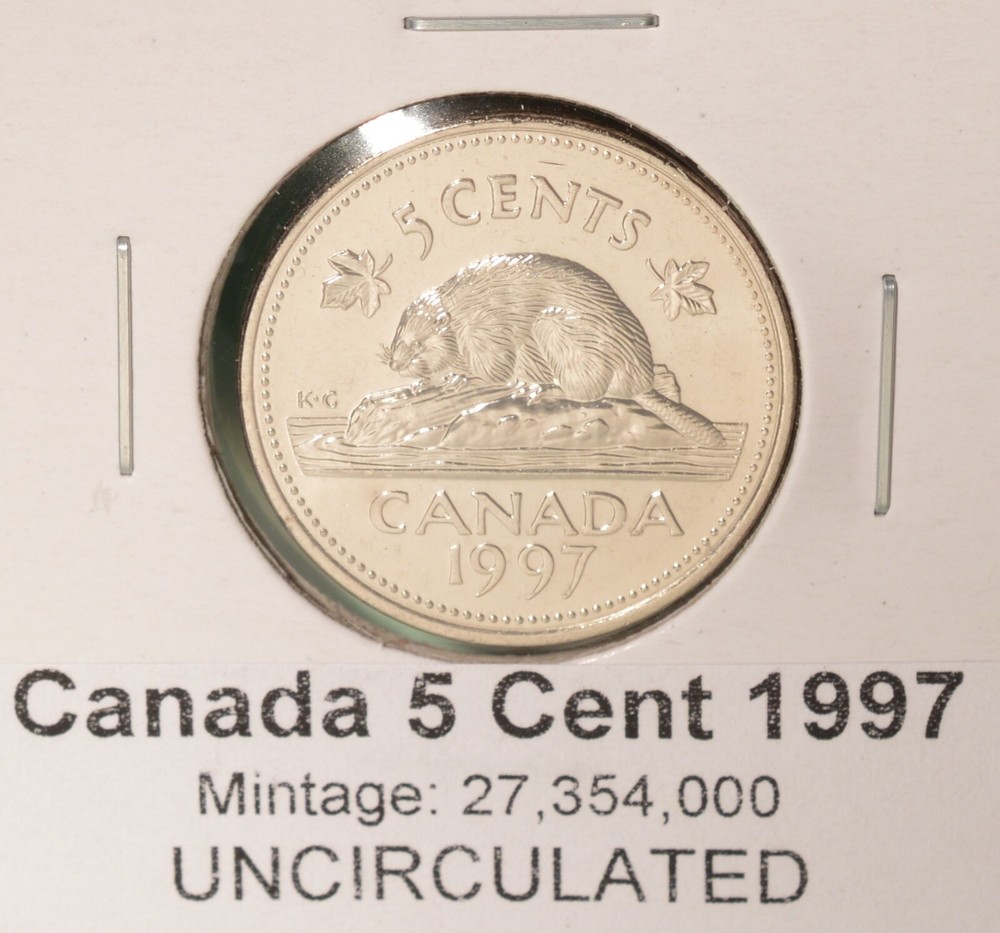 1997 Canada 5 Cent  - UNCIRCULATED from Mint Roll 🇨🇦