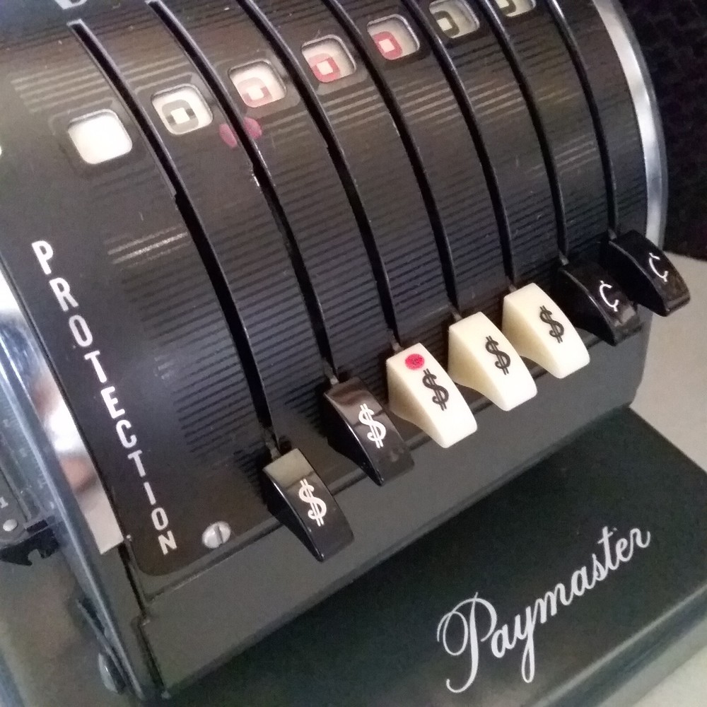 PAYMASTER SERIES X 550 OFFICE MACHINE VINTAGE CHECK WRITER 7 COLUMN & KEY