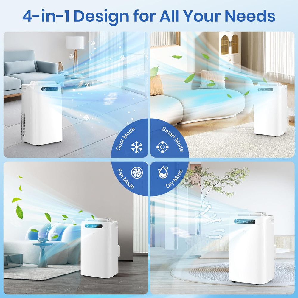 14000 BTU Portable Air Conditioners for Room Cooling up to 700 Sq. Ft, 3-IN-1 Qu
