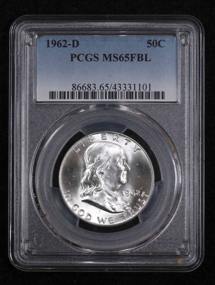 1962 D Half Dollars Franklin PCGS MS-65 FBL