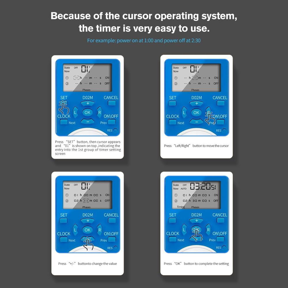 Timer Outlet, Programmable 110V/220V Pump Timer Switch, Minimum Setting by Secon