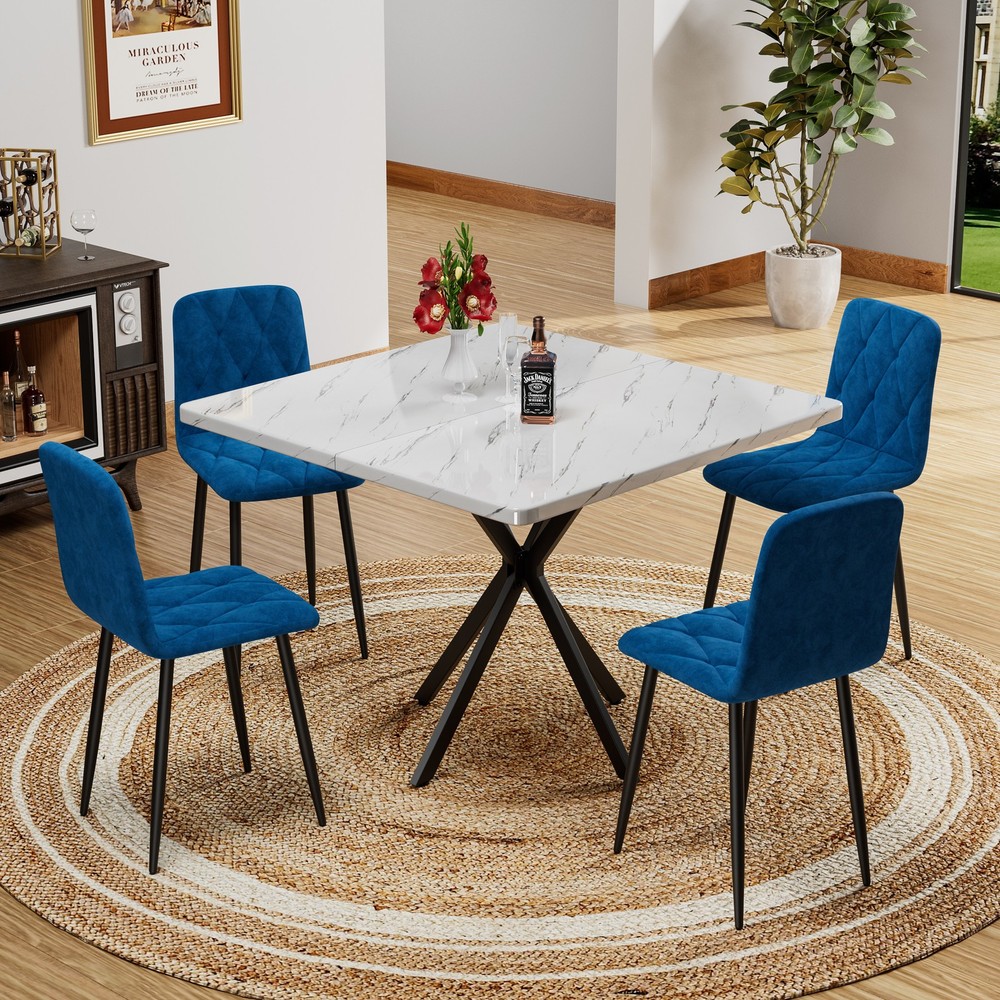 Square Dining Table, Mid Century Modern Square Dining Table for 4-6 Person, Co