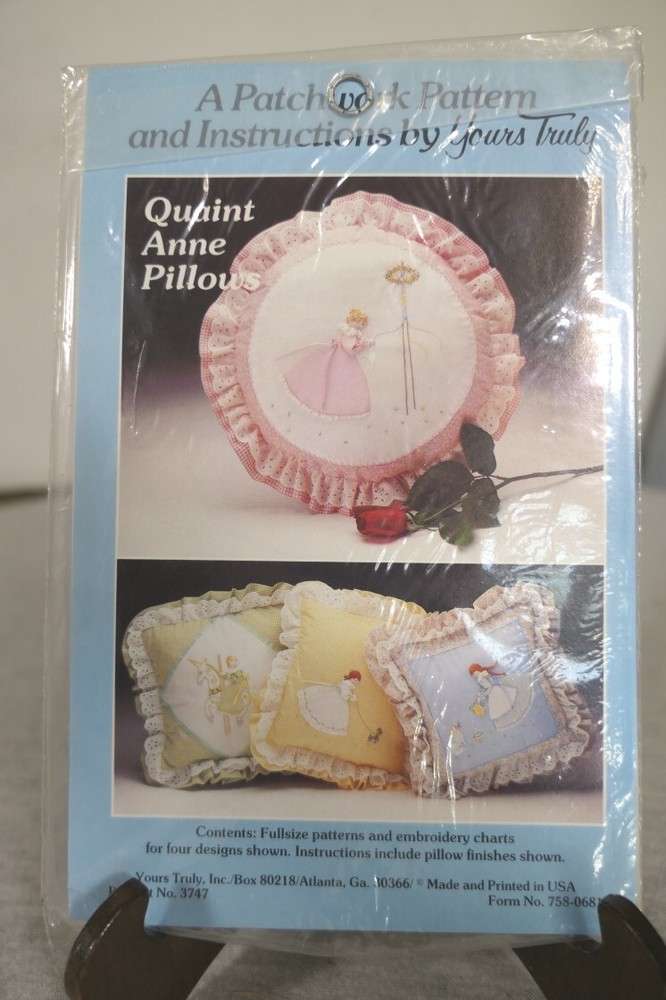 NEW Yours Truly Patchwork Pattern 4 Sizes "Quaint Anne Pillows" #3747 USA Made