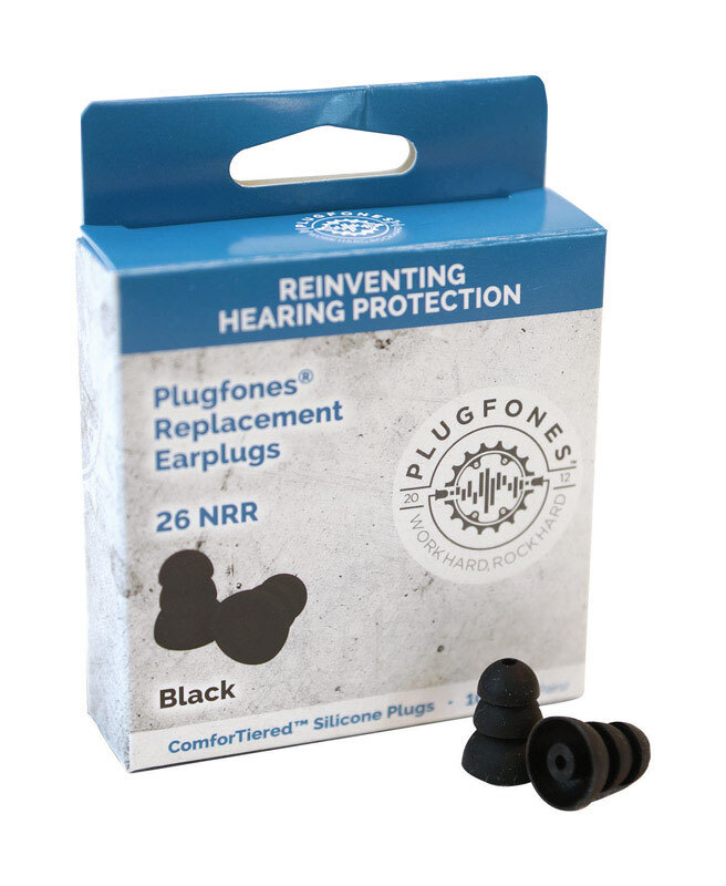 Plugfones ComforTiered 27 dB Silicone Replacement Tip Replacement Ear Plugs Blac