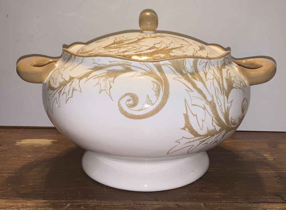 Reba Harmony for the Home Soup Terrine,  Scroll Leaf Design With Tags