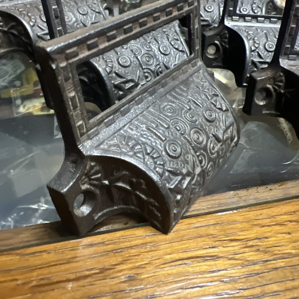 NOS set 6 c1870 matching authentic VICTORIAN cabinet pull hardware name plate
