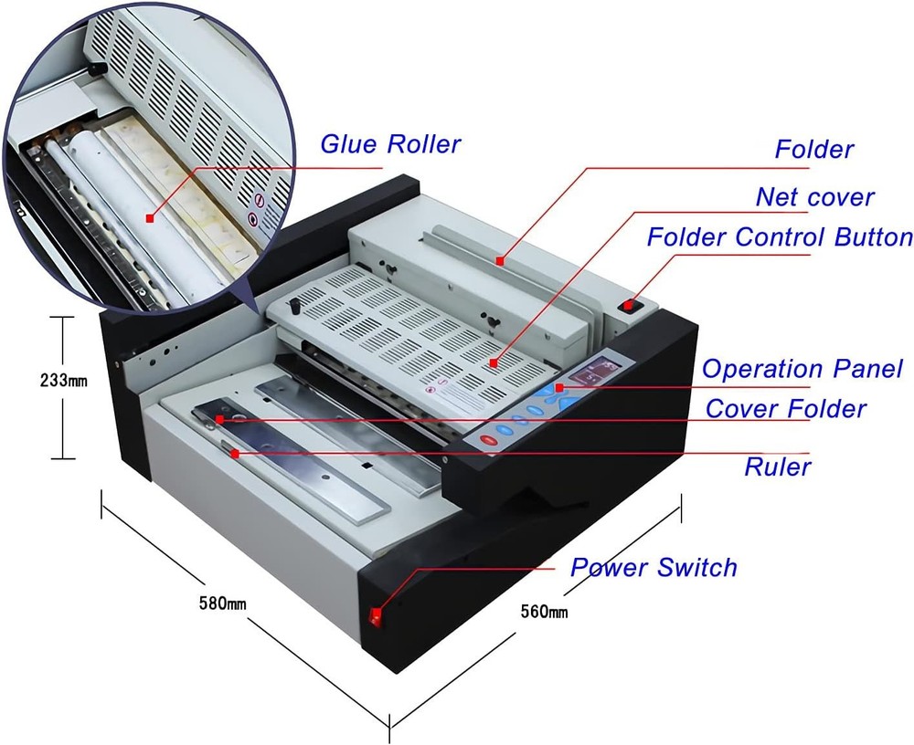 Glue Book Binding Machine 110V Automatic Hot Glue Book Binder With LCD screen