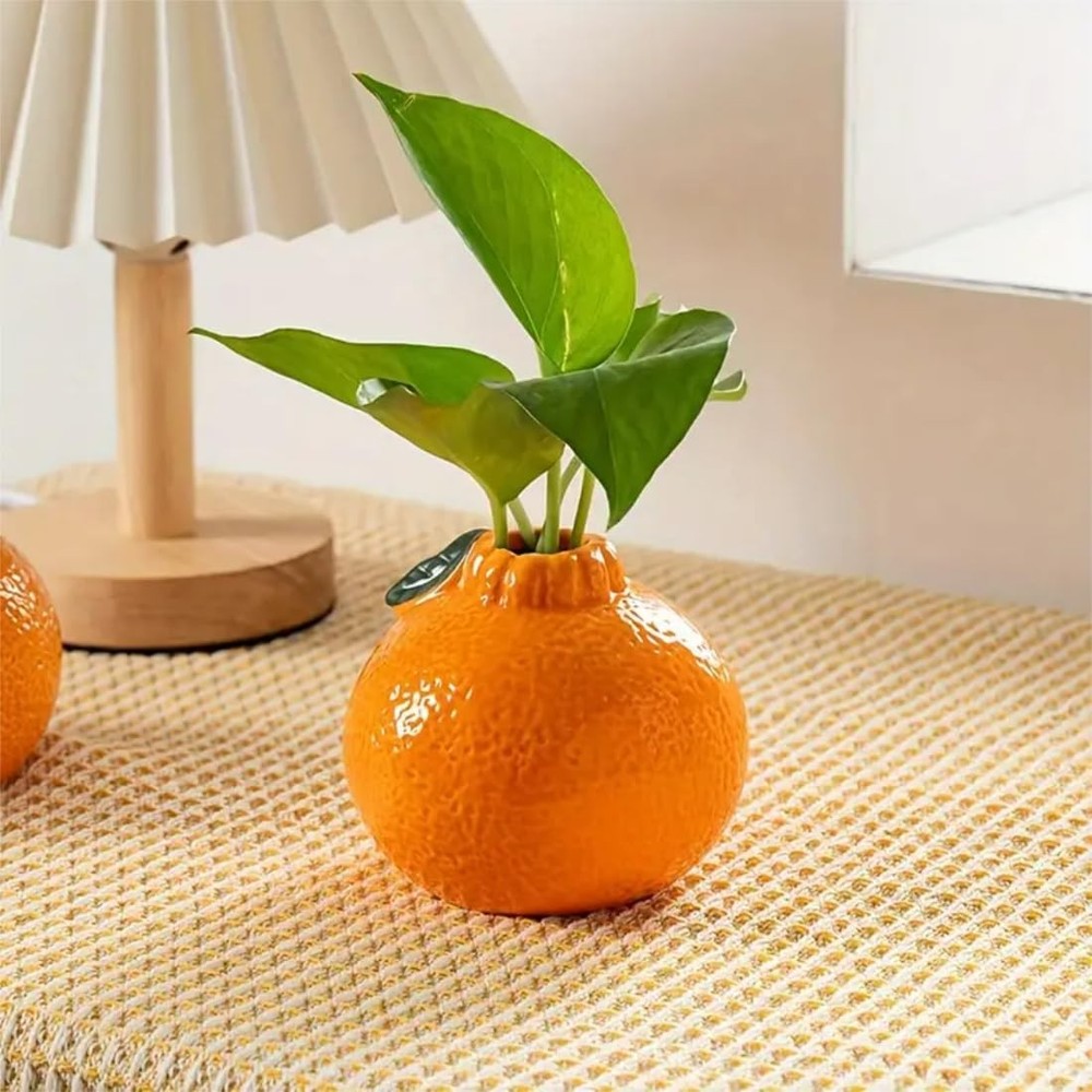 Orange Design Ceramic Vase,Suitable for Hydroponics Decorative Ceramic Vase f...