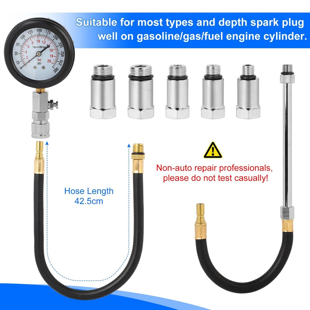 11 Pack Compression Tester Compression Tester for Gasoline Engine 0300 PSI / 02...