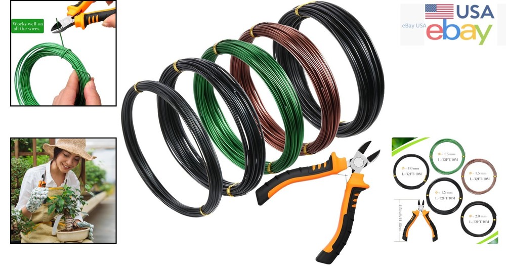 Bonsai Wire Set with 5 Rolls in Different Colors and Sizes for Tree Training