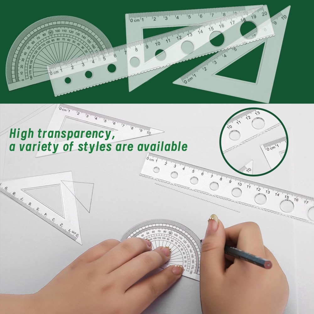 18 Pcs Geometric Drawings Templates, Drawing Stencils, Drawings Tools, Stenci...