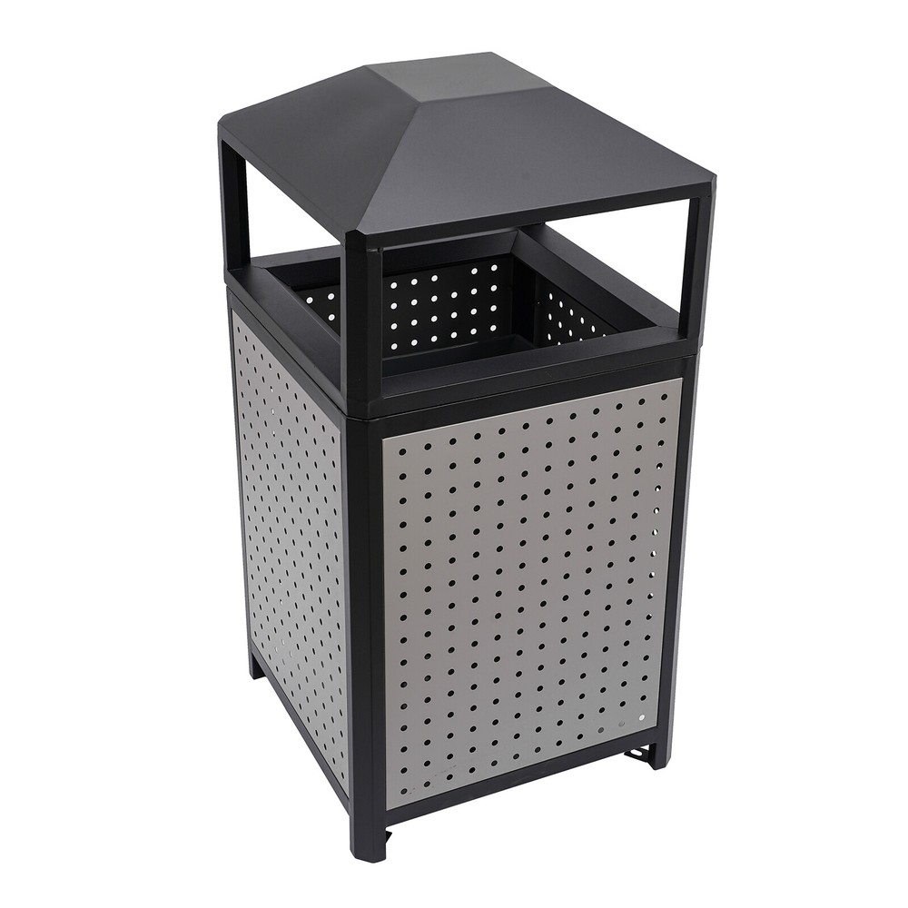 Large 38 Gallon Outdoor Trash Can - Durable Galvanized Waste Container