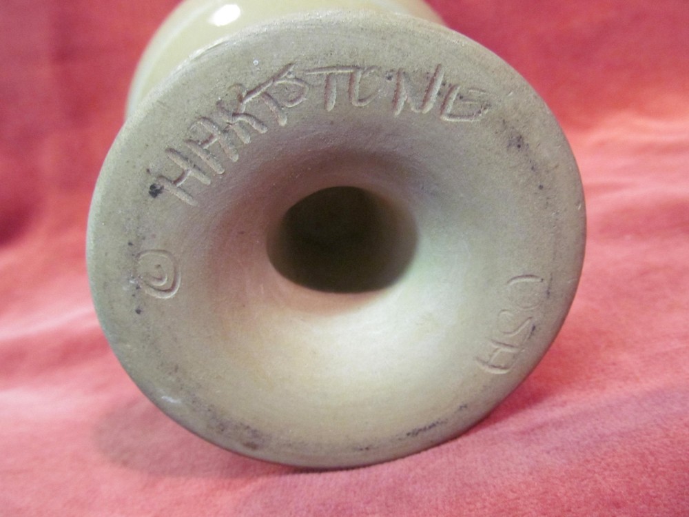 6" GREEN & TAN HARTSTONE POTTERY VASE