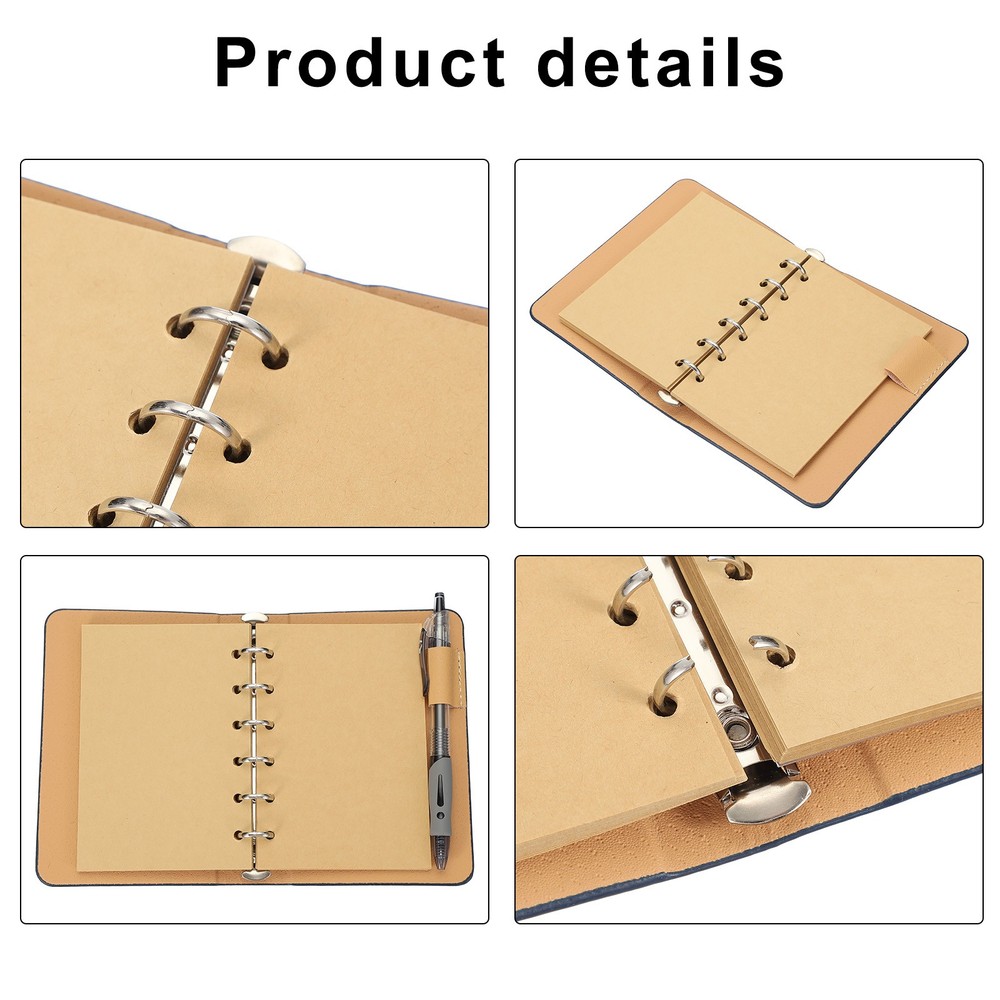 Binder Cover 2pcs A7 Kraft Leather Notebook, Dark Blue / Black