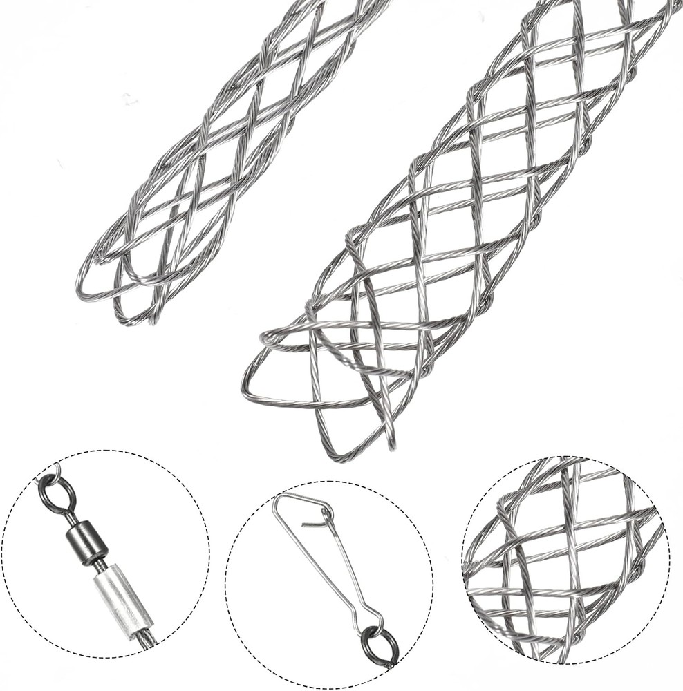 2 PCS 12 Inch Wire Pulling Grip Mesh Cable Sock