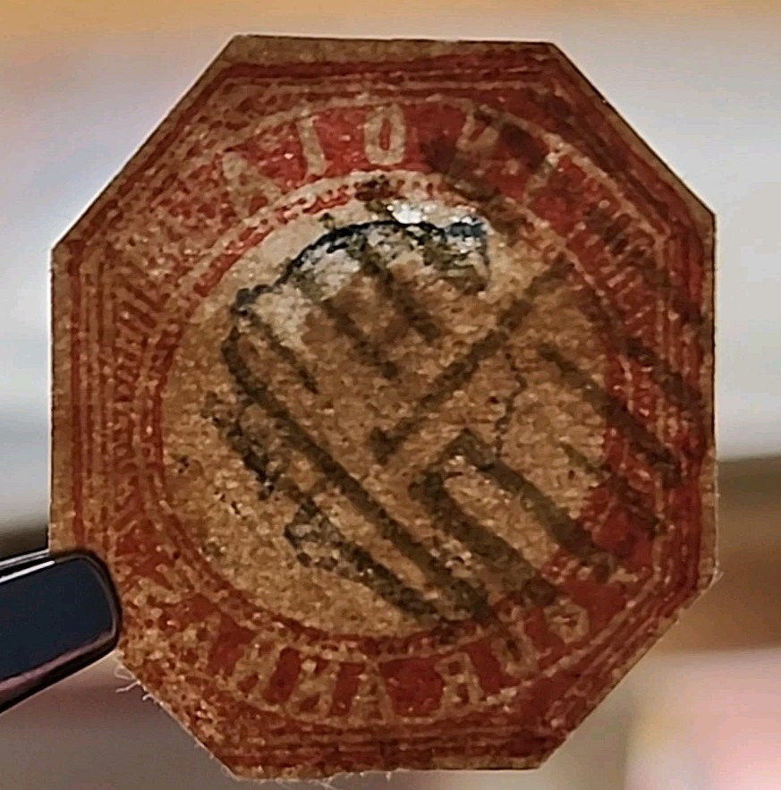 India Stamp, Scott 6 Used Cut to shape with a Thin