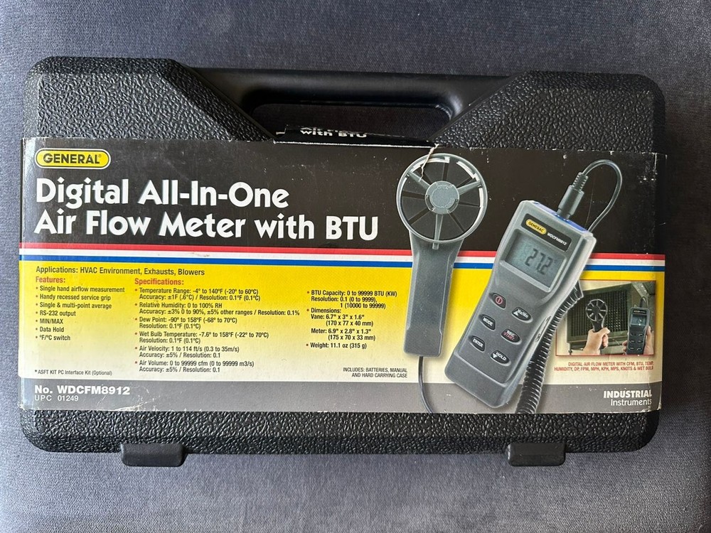 AIRFLOW VOLUME ANEMOMETER-PSYCHROMETER WDCFM8912 GENERAL TOOLS