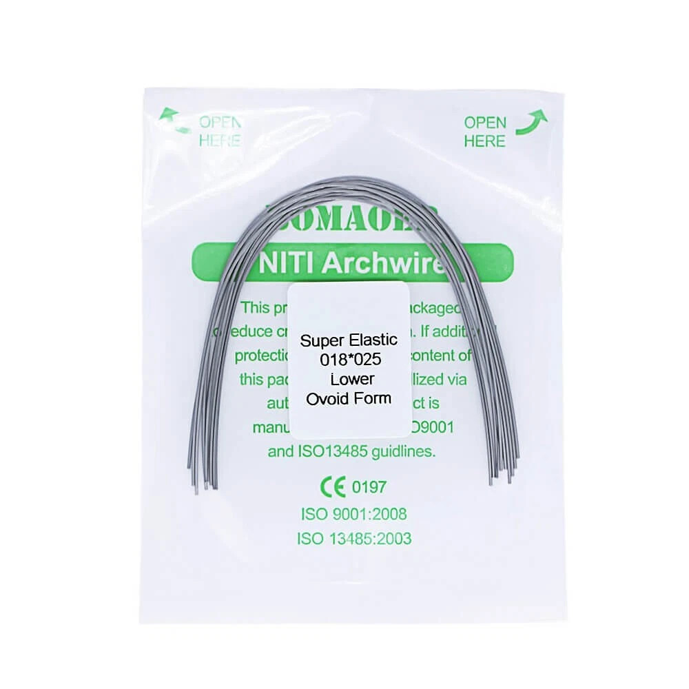 Super Elastic NiTi Arch Wires 10 Packs - 0.018x0.025 Rectangular Lower
