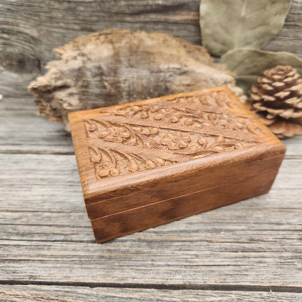 Hand Carved Keepsake Wooden Box