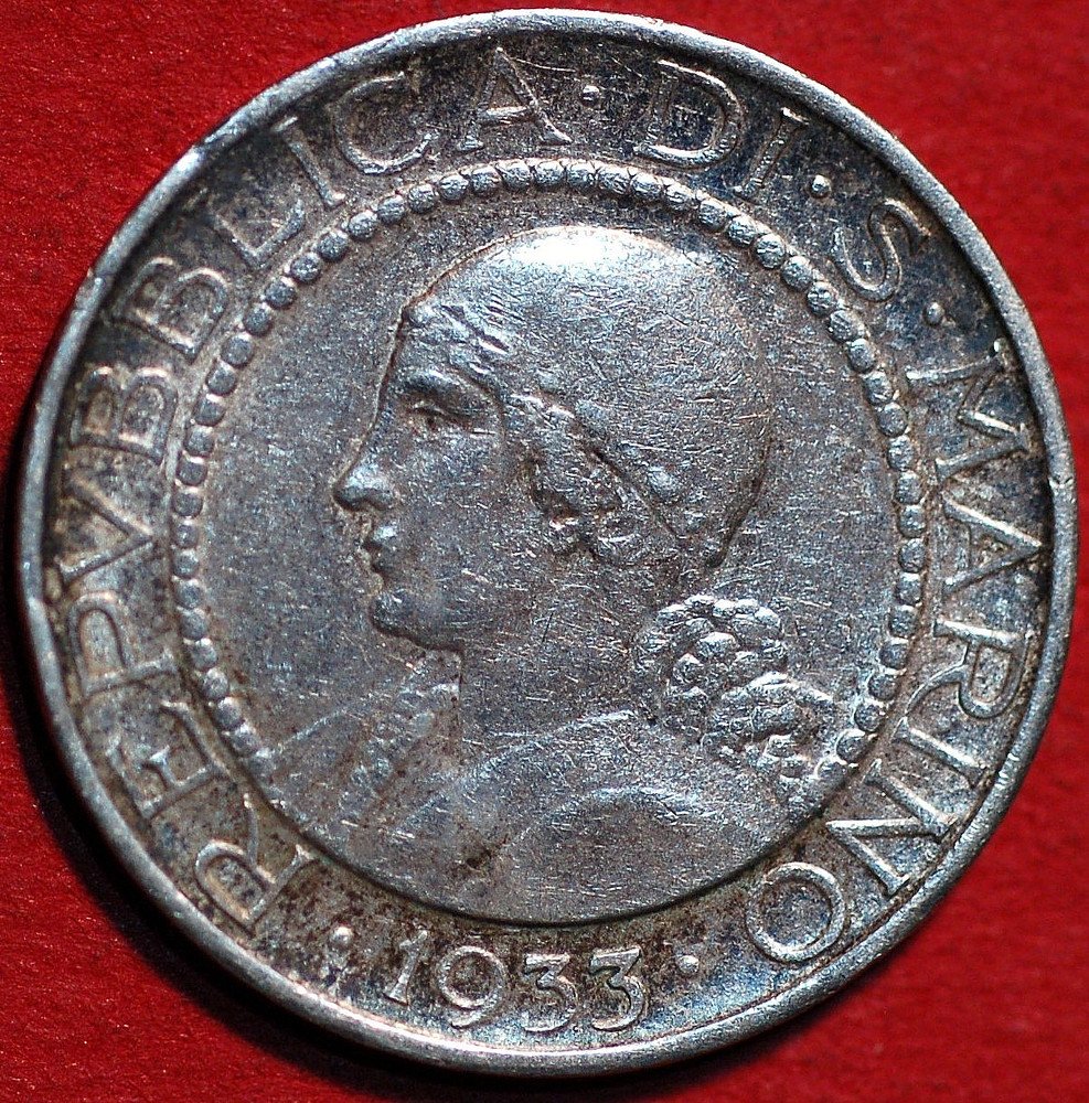 San Marino 5 Lire 1933 KM# 9 silver