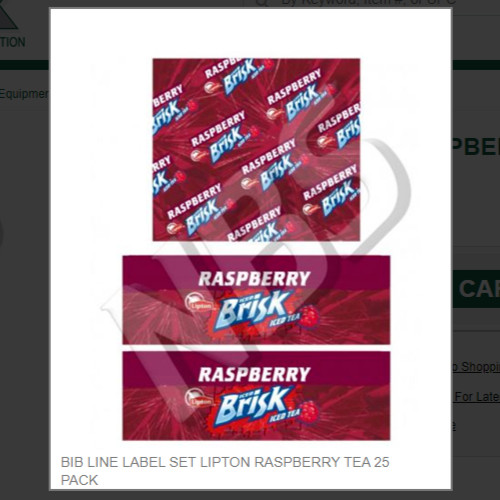 BIB LINE LABEL SET LIPTON RASPBERRY TEA 25 PACK # CP011206