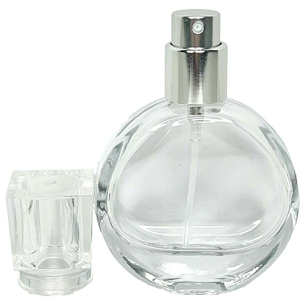 25ml empty glass perfume oval spray bottles metal silver atomizer decant