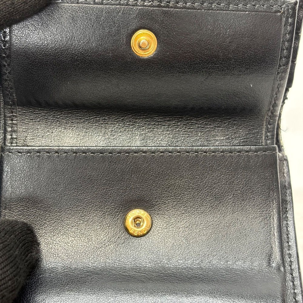FENDI Compact Wallet Black Leather