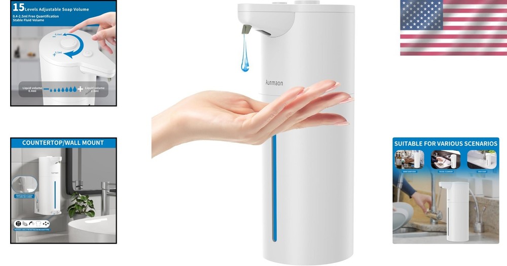 Versatile Automatic Soap Dispenser - Clog-Free, Matte White for Kitchen & Bath