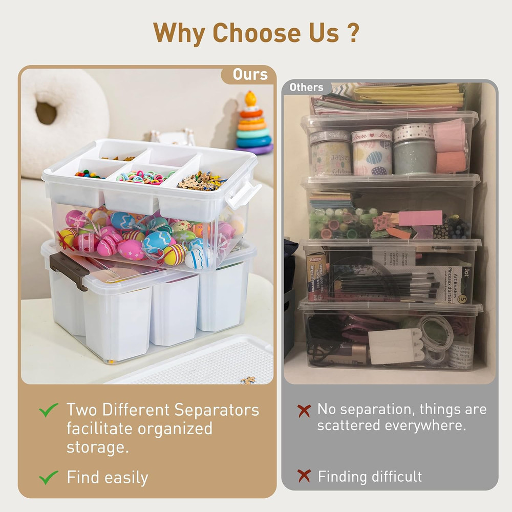 Craft Organizers, 2 Pack-17 QT, Clear White