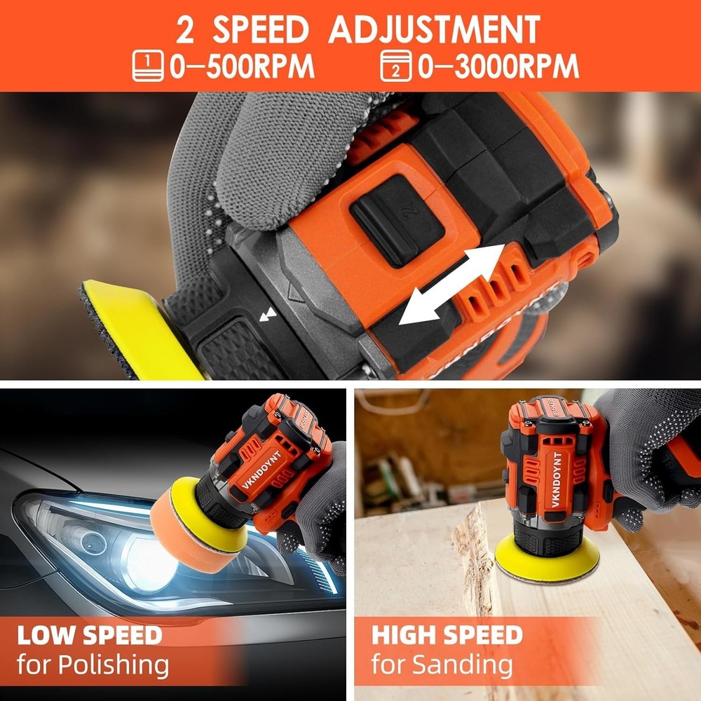 Brushless Small Sander with 36PCS Sandpapers, 2 Variable Speed Cordless Sande...