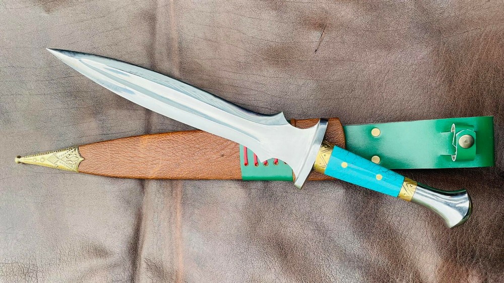 EGKH-15 inches Double edge Sam Dagger,Medieval Custom Stone handle dagger-Temper