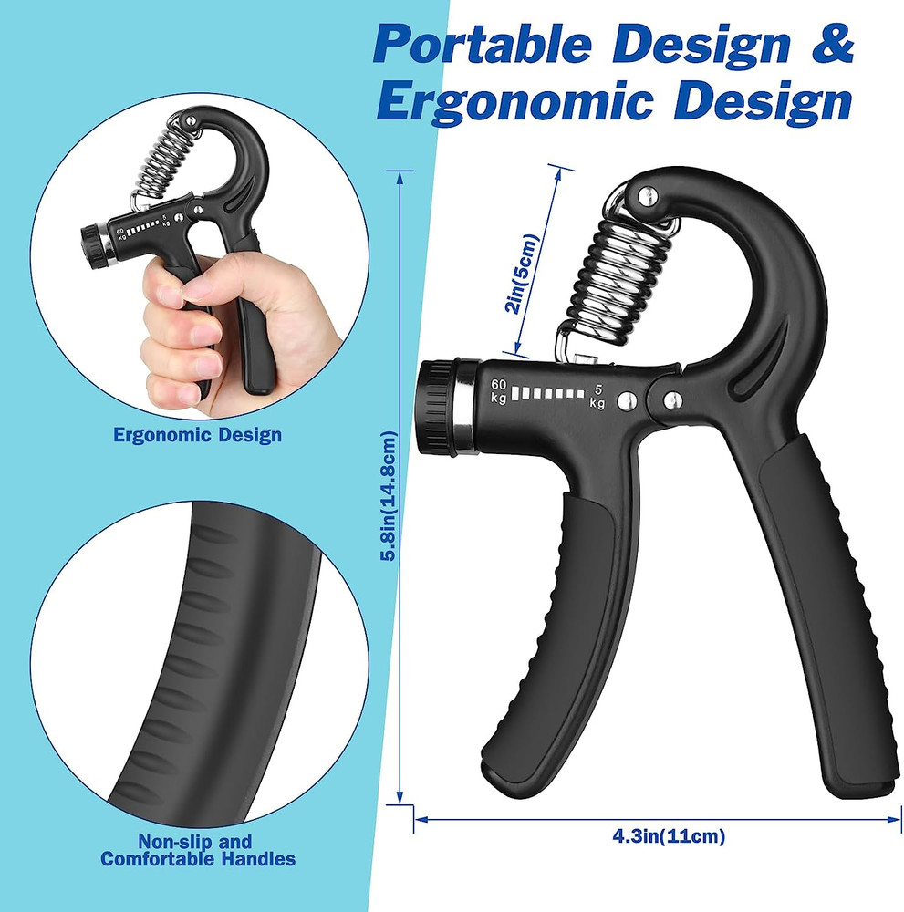 Adjustable Hand Grip Strength Trainer 11-132lb Forearm Exerciser