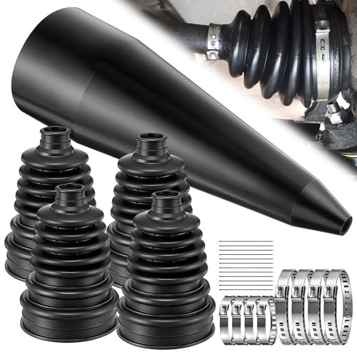 4 PCS Rubber CV Axle Boot Repair Kit with CV Boot Tool Cone Mounting, 8pcs
