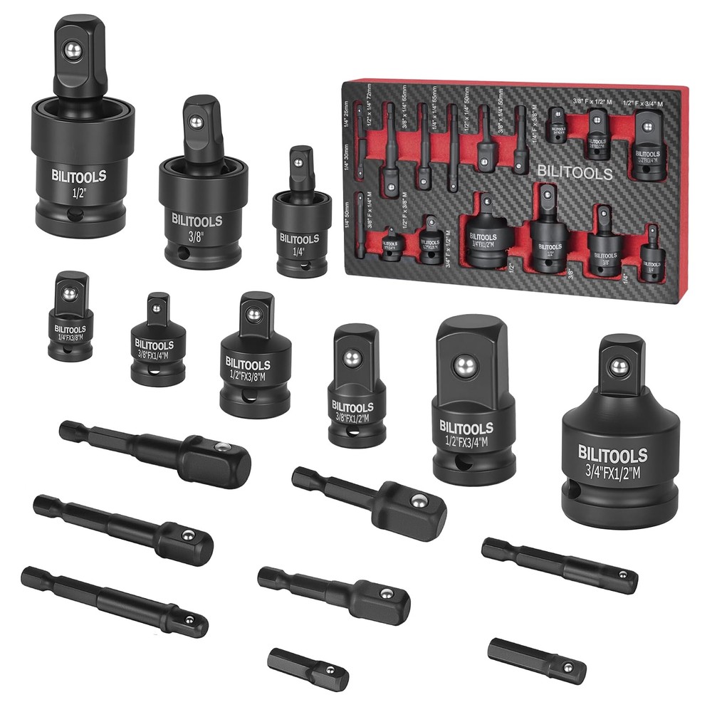 BILITOOLS Socket Adapter Set 17 Piece includes Reducer, Universal One Size