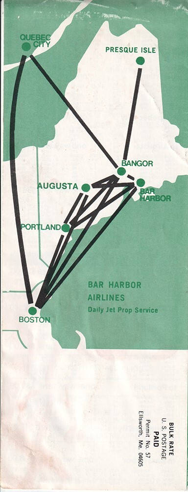 Bar Harbor Airlines timetable 1977/02/01