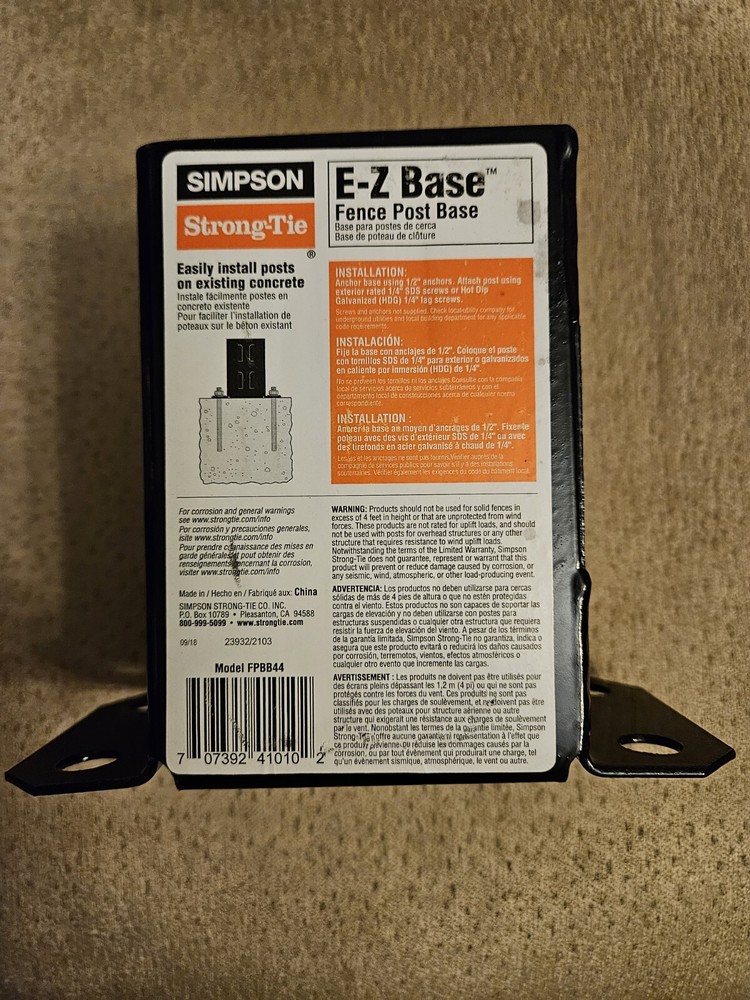 Simpson Strong-Tie FPBB44 - Base Black Post Base for 4x4