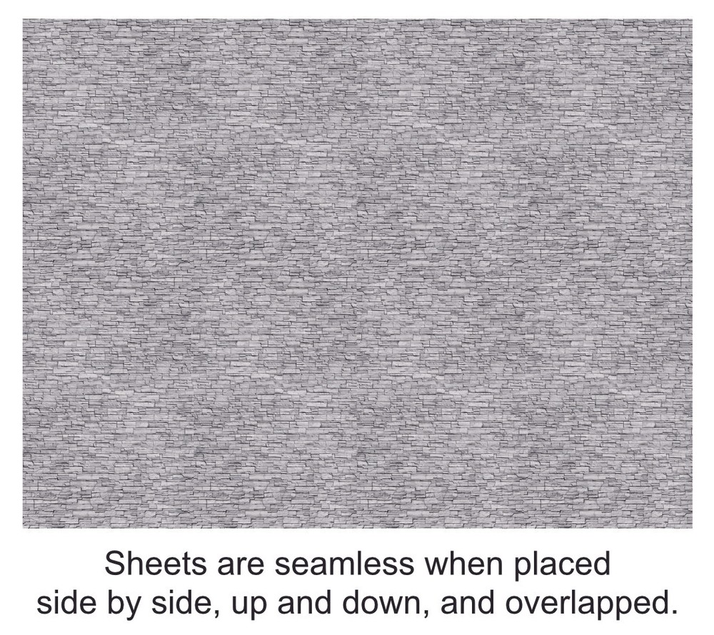 HO Scale Stone Model Train Scenery Sheets –5 Seamless 8.5x11 Gray