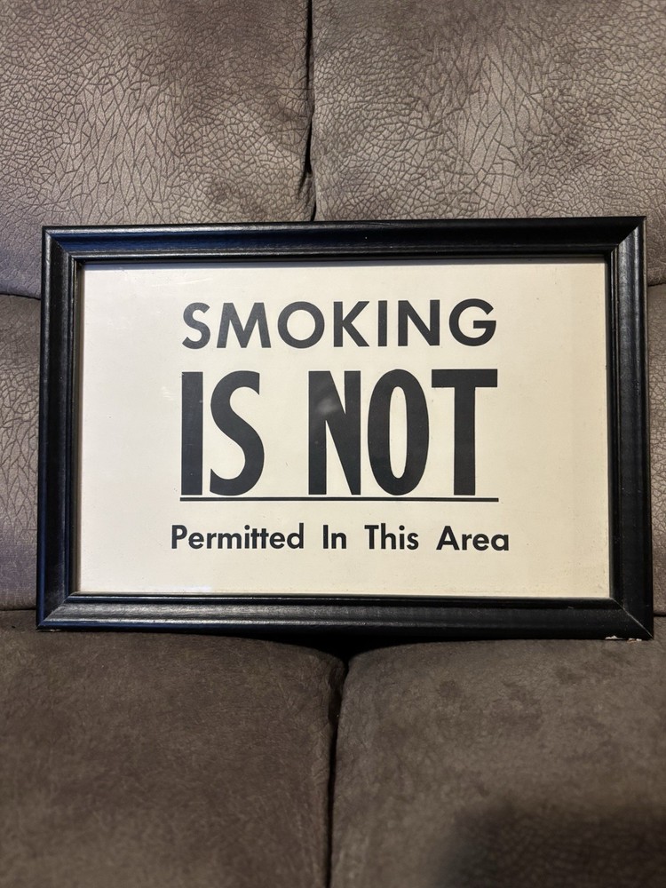 Vintage No Smoking In This Area Framed Sign