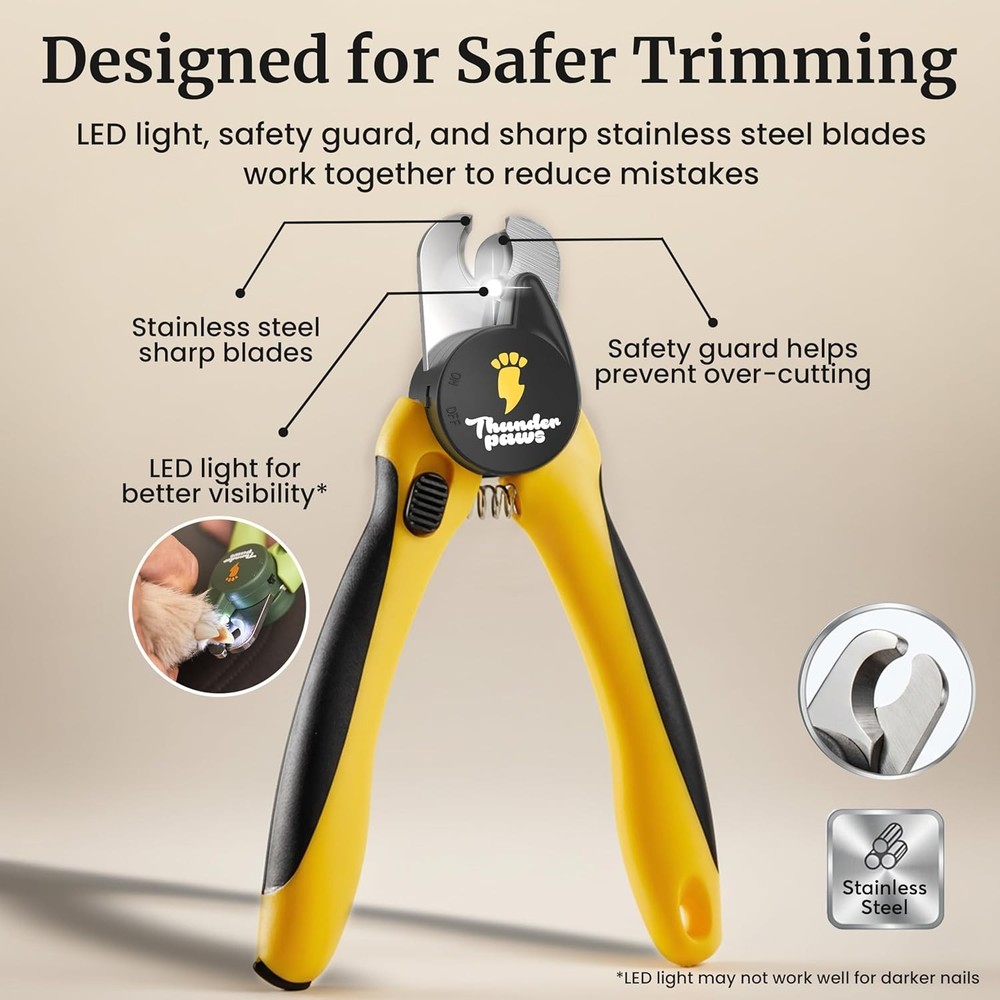 LED Dog Nail Clippers with Light, Trimmers with Protective Guard, Quick Sensor,