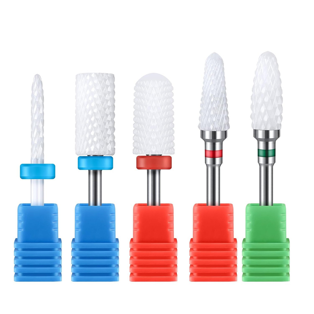 Ceramic Nail Drill Bits Set, 3/32'' (2.35mm) Professional Acrylic Nail File D...