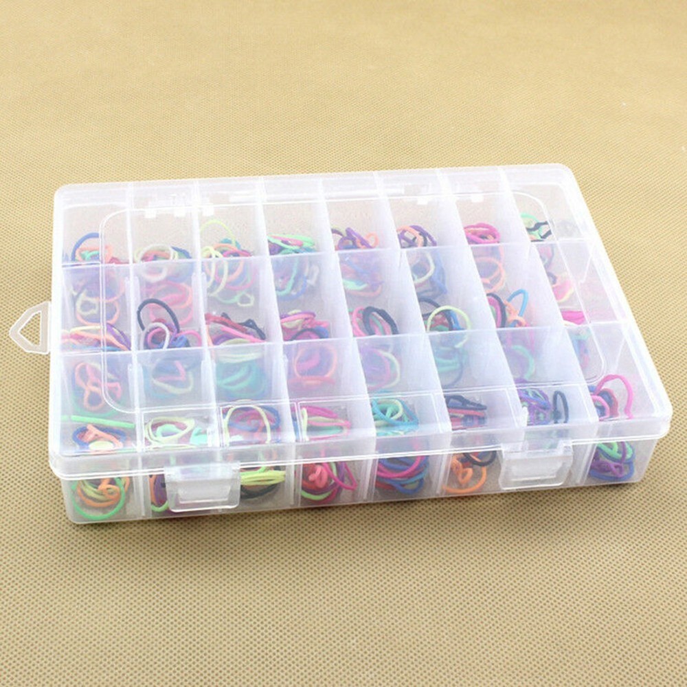 UK-24 Compartments Transparent Plastic Storage Box Electronic Component Parts