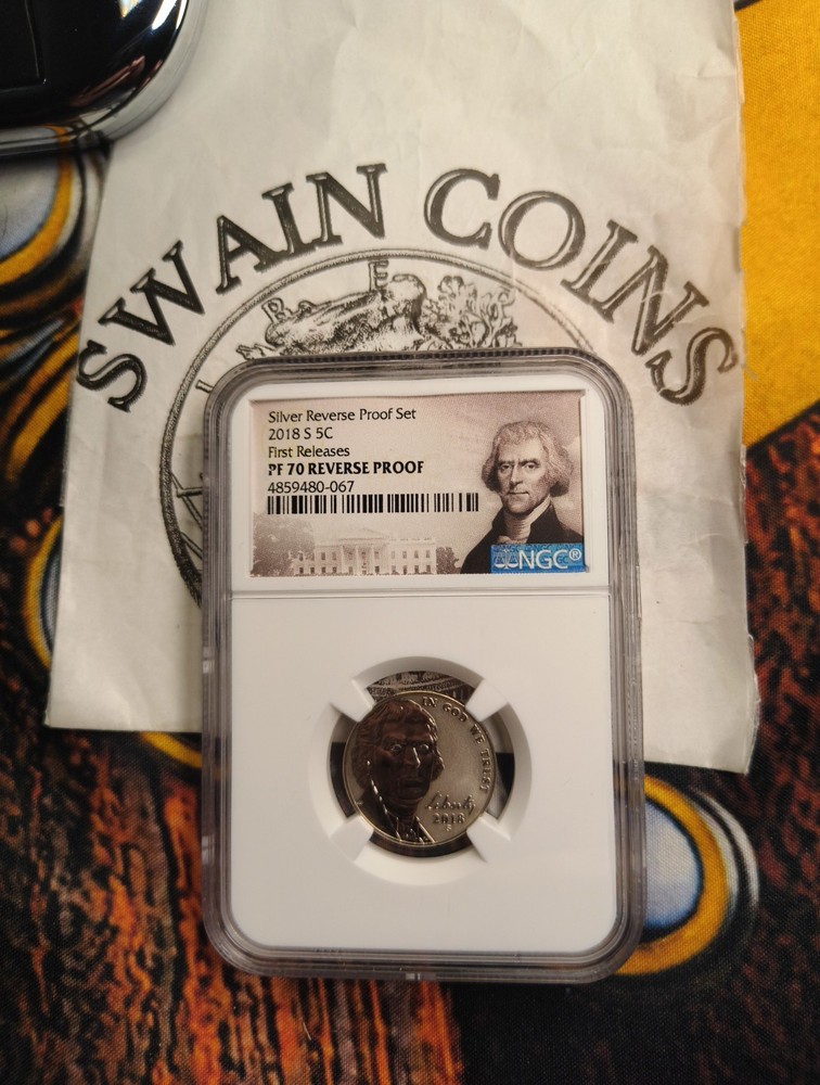 2018-S Silver Jefferson Nickel 5c PF70 Reverse Proof First Releases E10-150