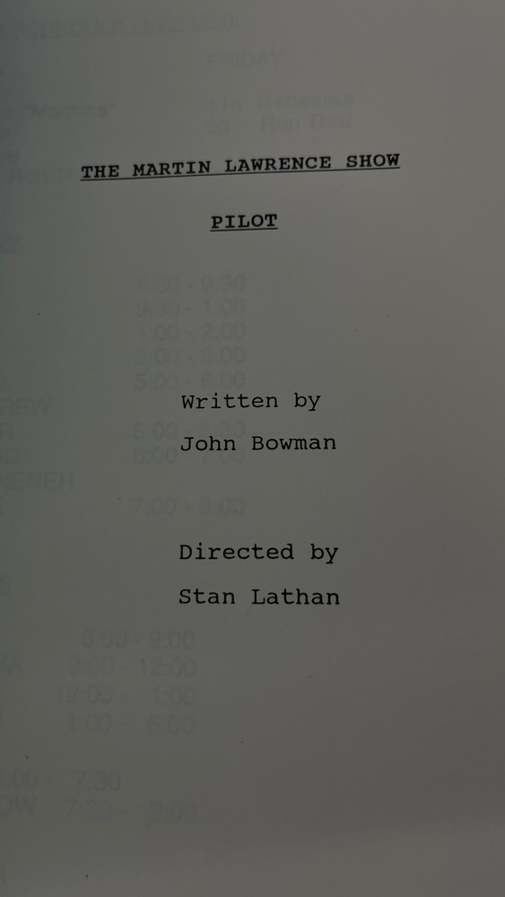 The Martin Lawrence Show "Pilot" 1992 Final Draft TV Show Script