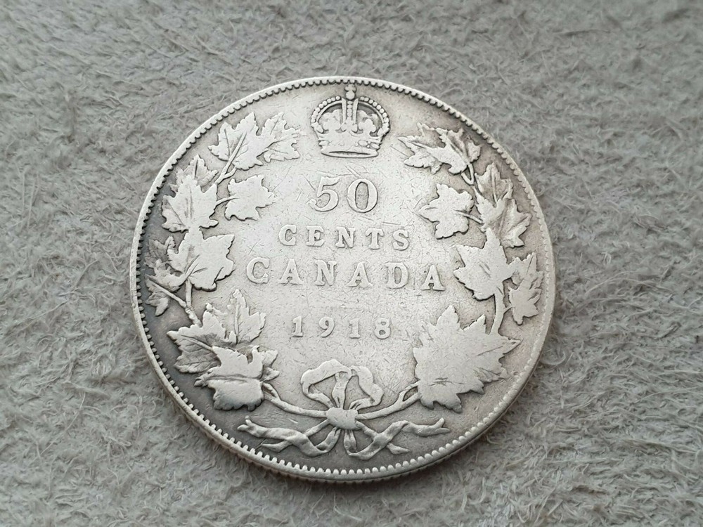 50 cents 1918 Canada Half Dollar Silver Coin