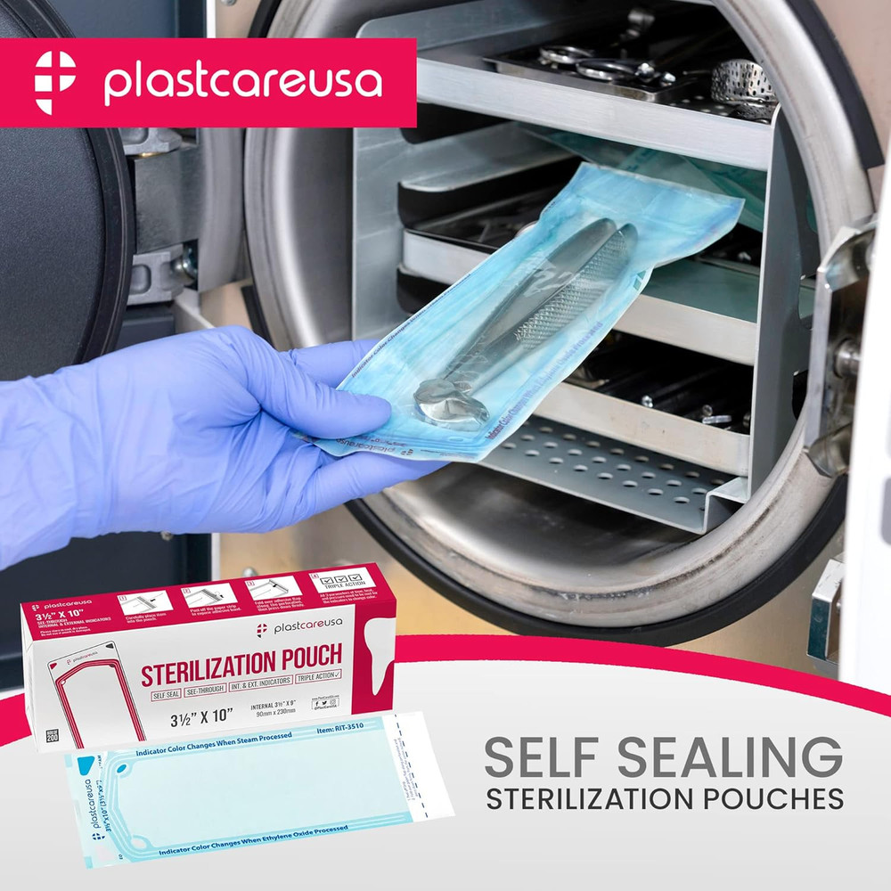 Self Seal Sterilization Pouch 3.5" X 10", 200 per Box