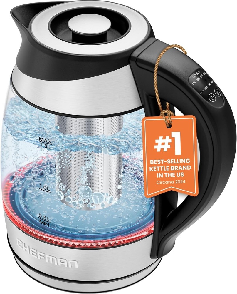 Premium Electric Kettle with Temperature Control & Removable Tea Infuser, 1.8L=